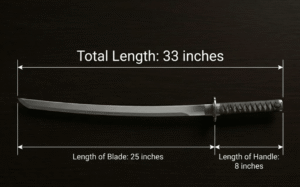 Black Japanese Katana Sword – Size 33 Inches High-Carbon Steel (Art. No. KTN-008) black and white handel silver blade (medium size katana)