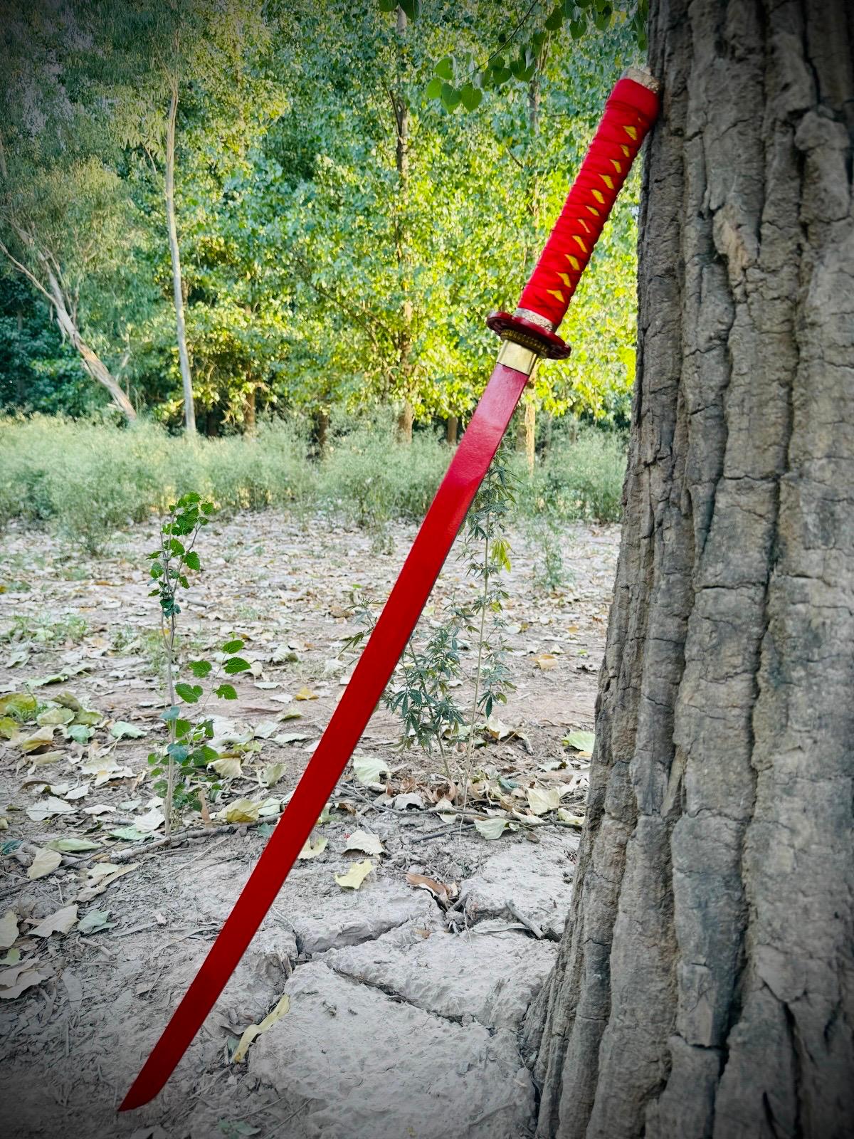 full red japanese katana sword | size 40 inches | high carbon steel (art. no. ktn 006) full red japanese katana sword | size 40 inches | high carbon steel (art. no. ktn 006)
