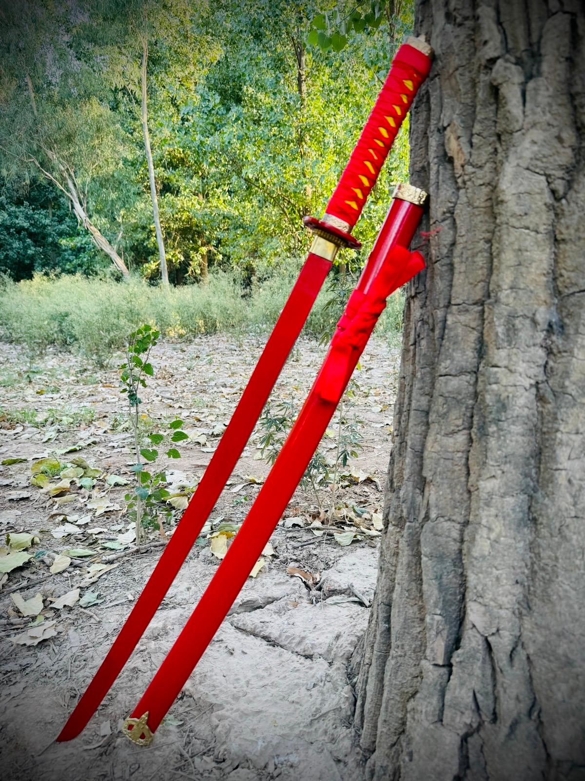full red japanese katana sword | size 40 inches | high carbon steel (art. no. ktn 006) full red japanese katana sword | size 40 inches | high carbon steel (art. no. ktn 006)