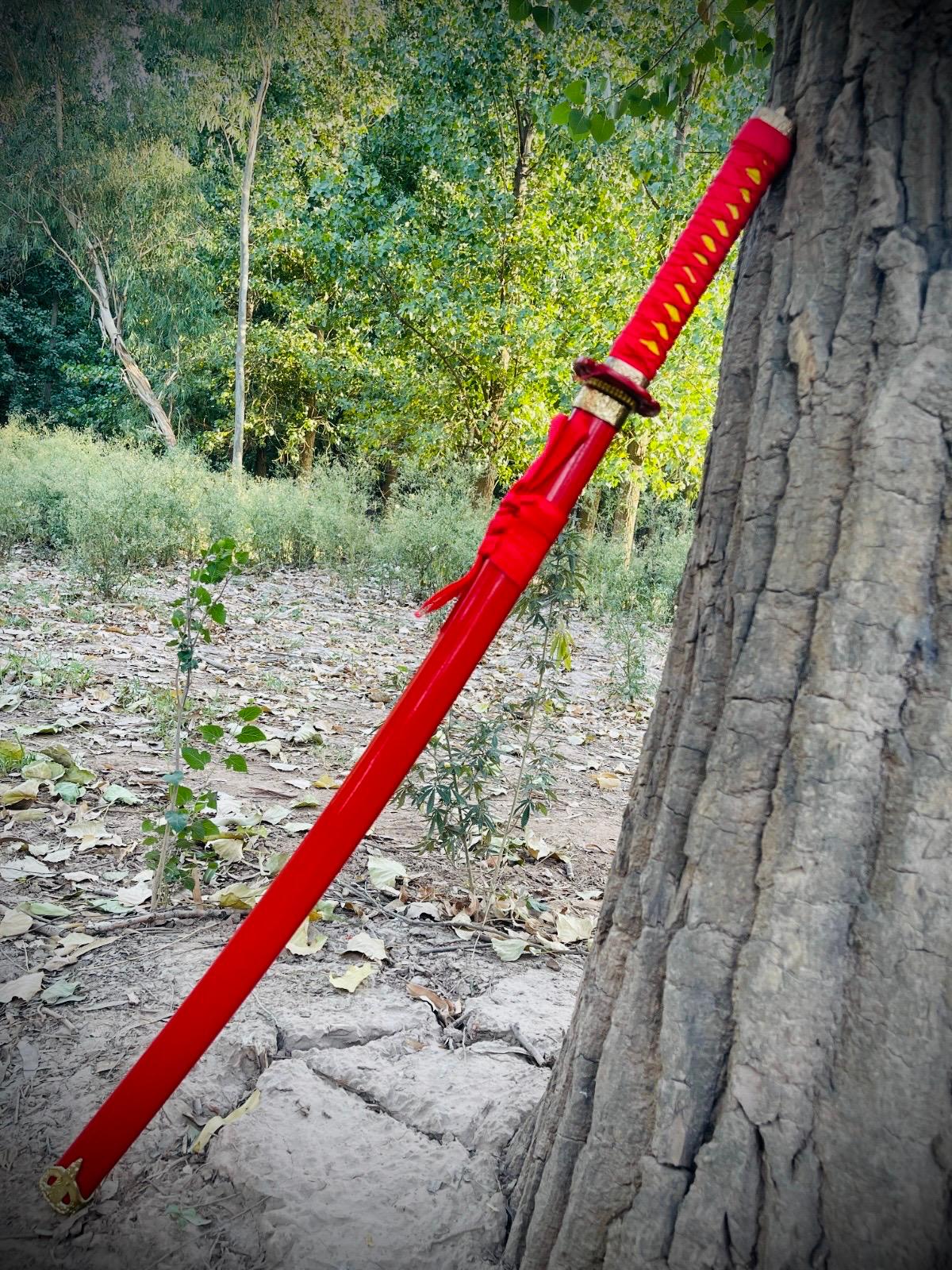 full red japanese katana sword | size 40 inches | high carbon steel (art. no. ktn 006) full red japanese katana sword | size 40 inches | high carbon steel (art. no. ktn 006)